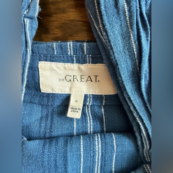 The Great. Sundown Dress Blue Tiller Stripe Size 0 - Picture 6 of 7